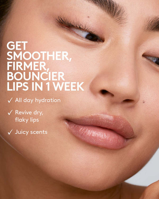 Get smoother, firmer, bouncier lips in 1 week. All day hydration; revive dry, flaky lips; juicy scents.