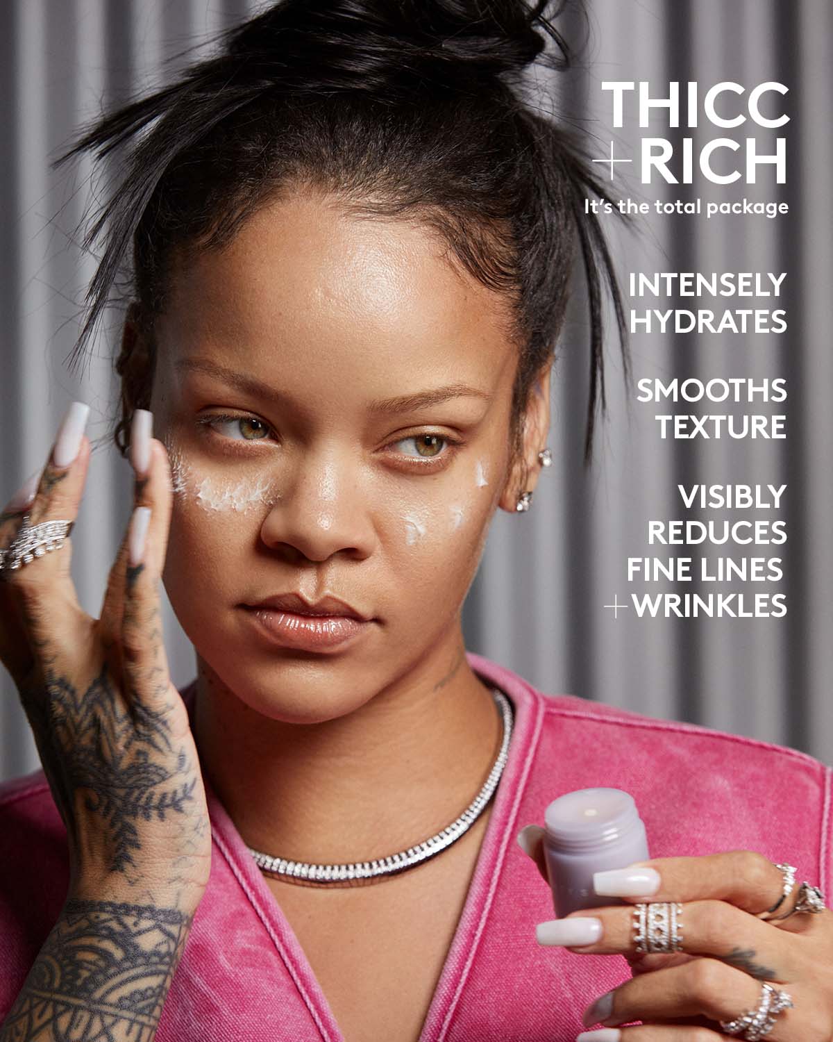intensely hydrates, smoothx texture, visibly reduces fine lines + wrinkles