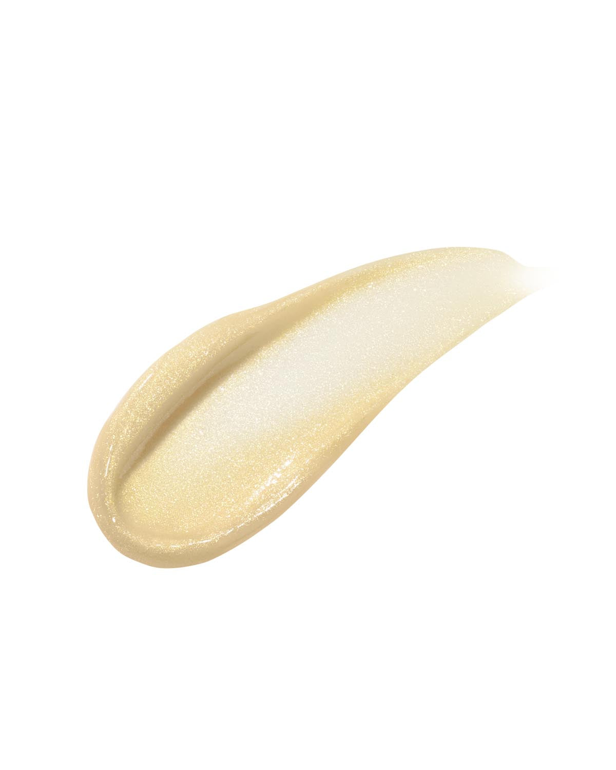 A smear of Gloss Bomb Heat lip gloss in the shade Lemon Lava on a white background.