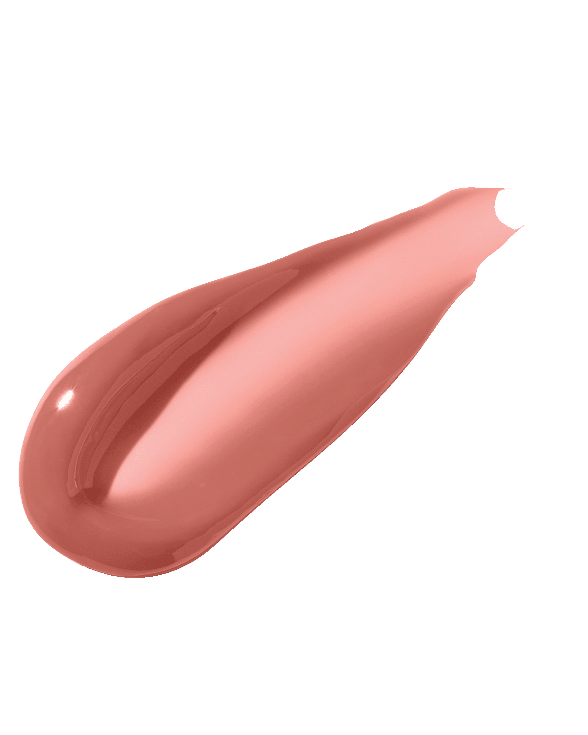A smear of Gloss Bomb Heat lip gloss in the shade Fu$$y Heat on a white background.
