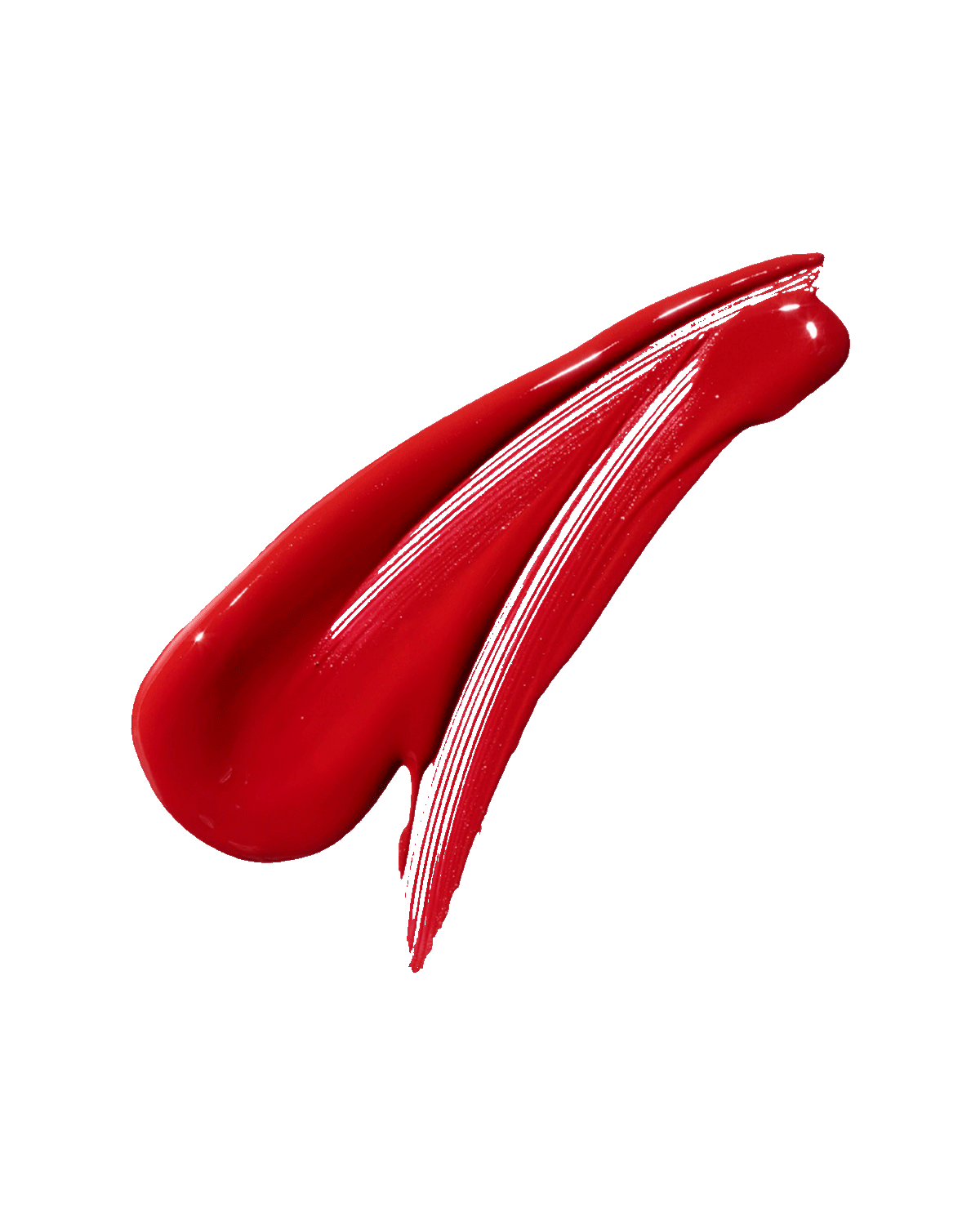 Smear of red lip paint on a white background