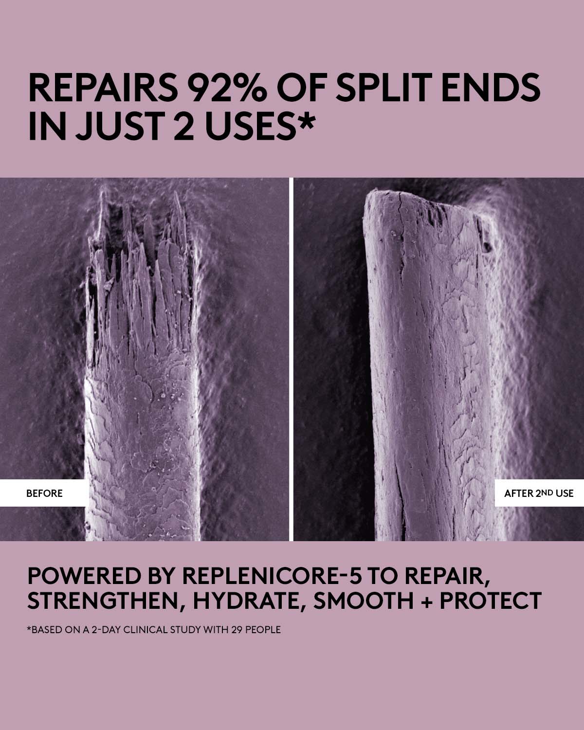 repairs 92% of split ends in just 2 uses