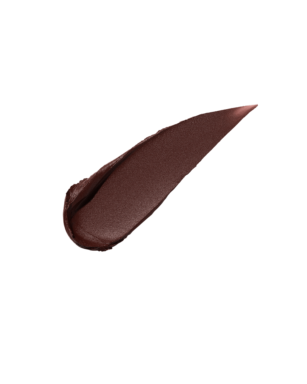 A smear of Fenty Icon Velvet lipstick in deep brown color on a light background.