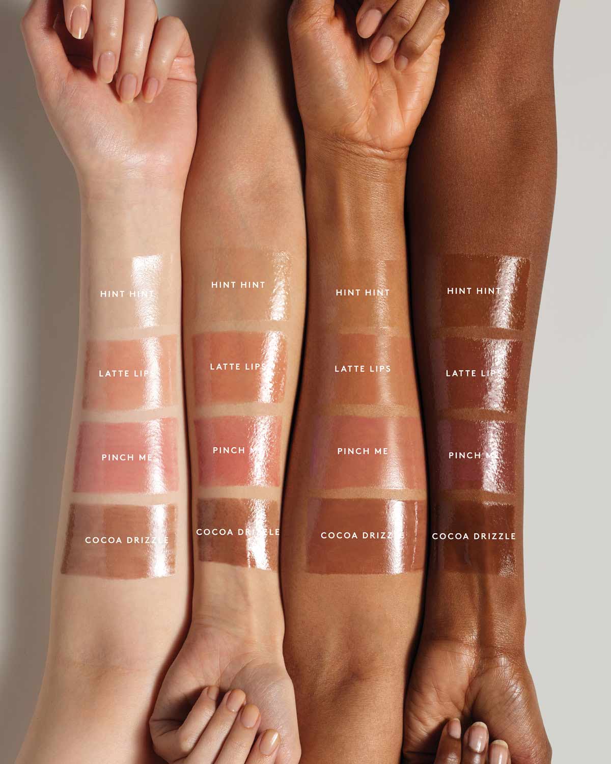 Photo of all shade of Pro Kiss'r Luscious Lip Balm on arms