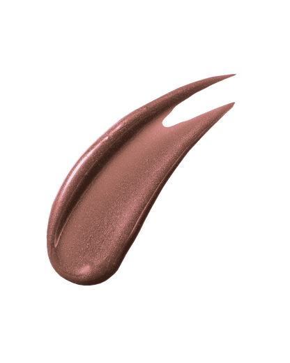 A smear of Gloss Bomb Universal Lip Luminizer in the shade Hot Chocolit on a white background.