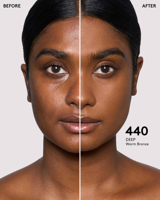 before + after imagery for shade 440 in pro filt'r soft matte longwear foundation