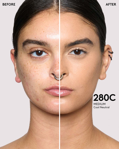 Before and after of medium skin toned mode.