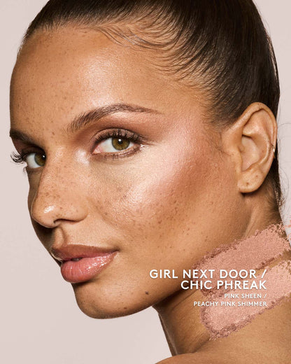 medium skin toned model wearing killawatt freestyle highlighter in shade girl next door/chic phreak