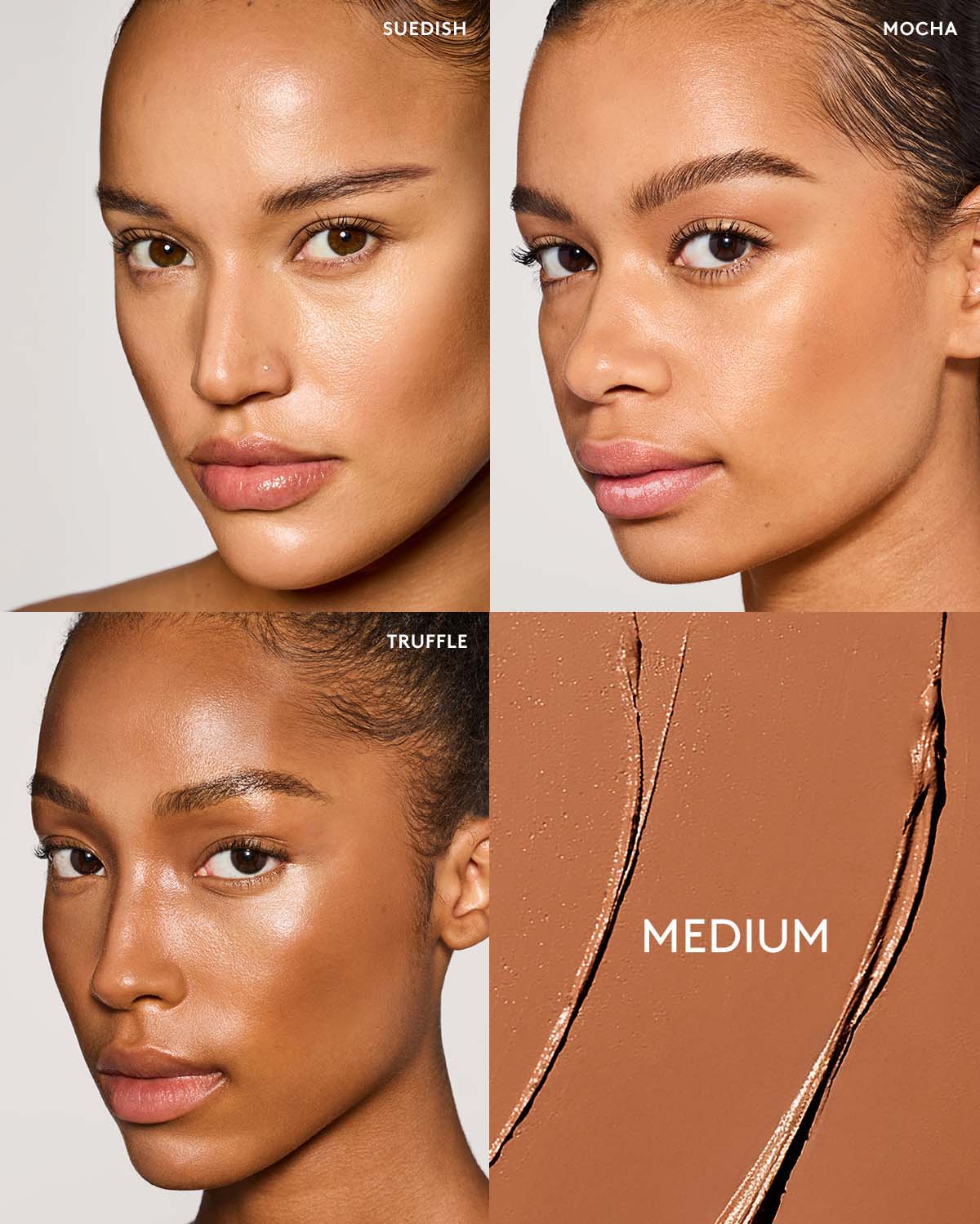Medium skin tone model shade grid.