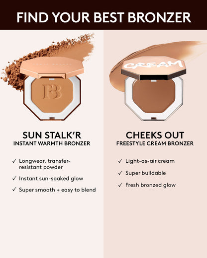 Comparison of sun stalk'r bronzer and cheeks out bronzer.