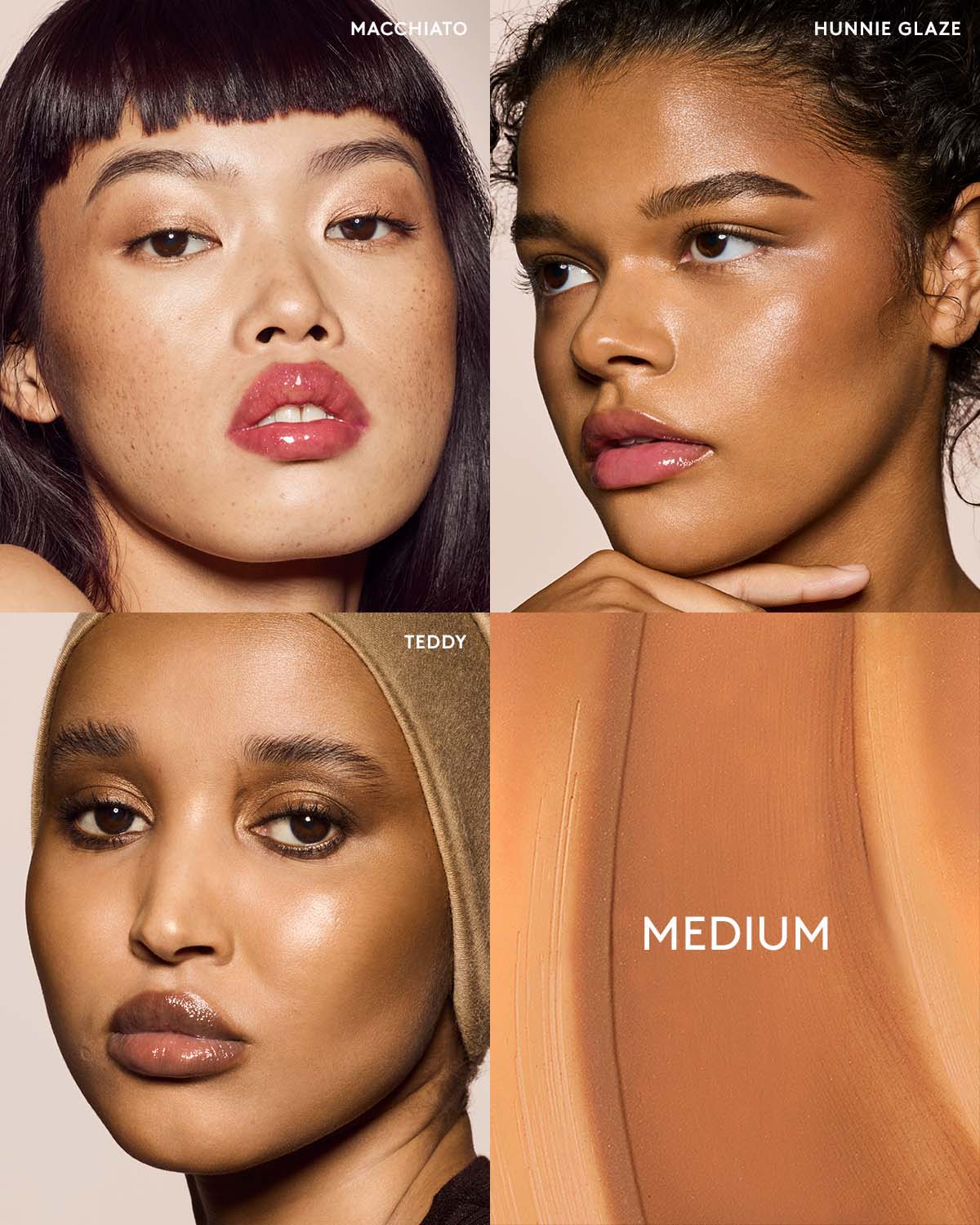 Medium skin tone model shade grid.