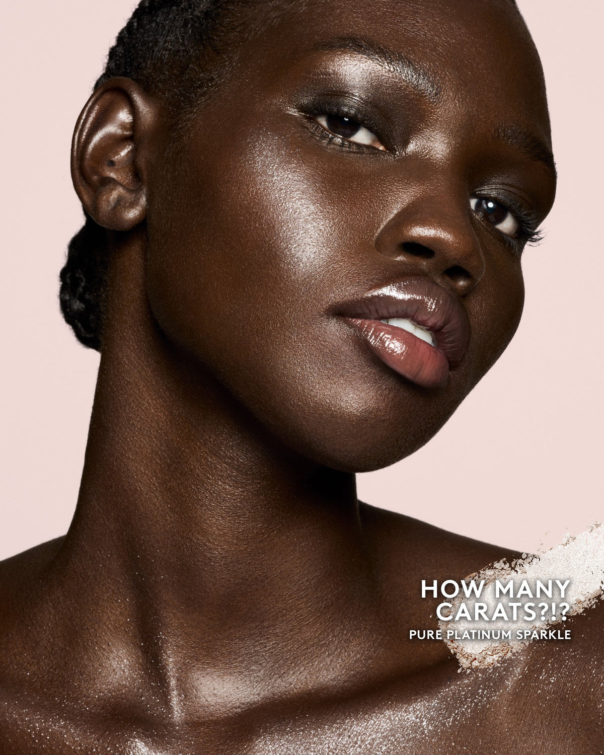 deep skin toned model wearing diamond bomb all over diamond veil in shade how many carats?!?