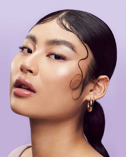 model with straight black hair and swoopy edges