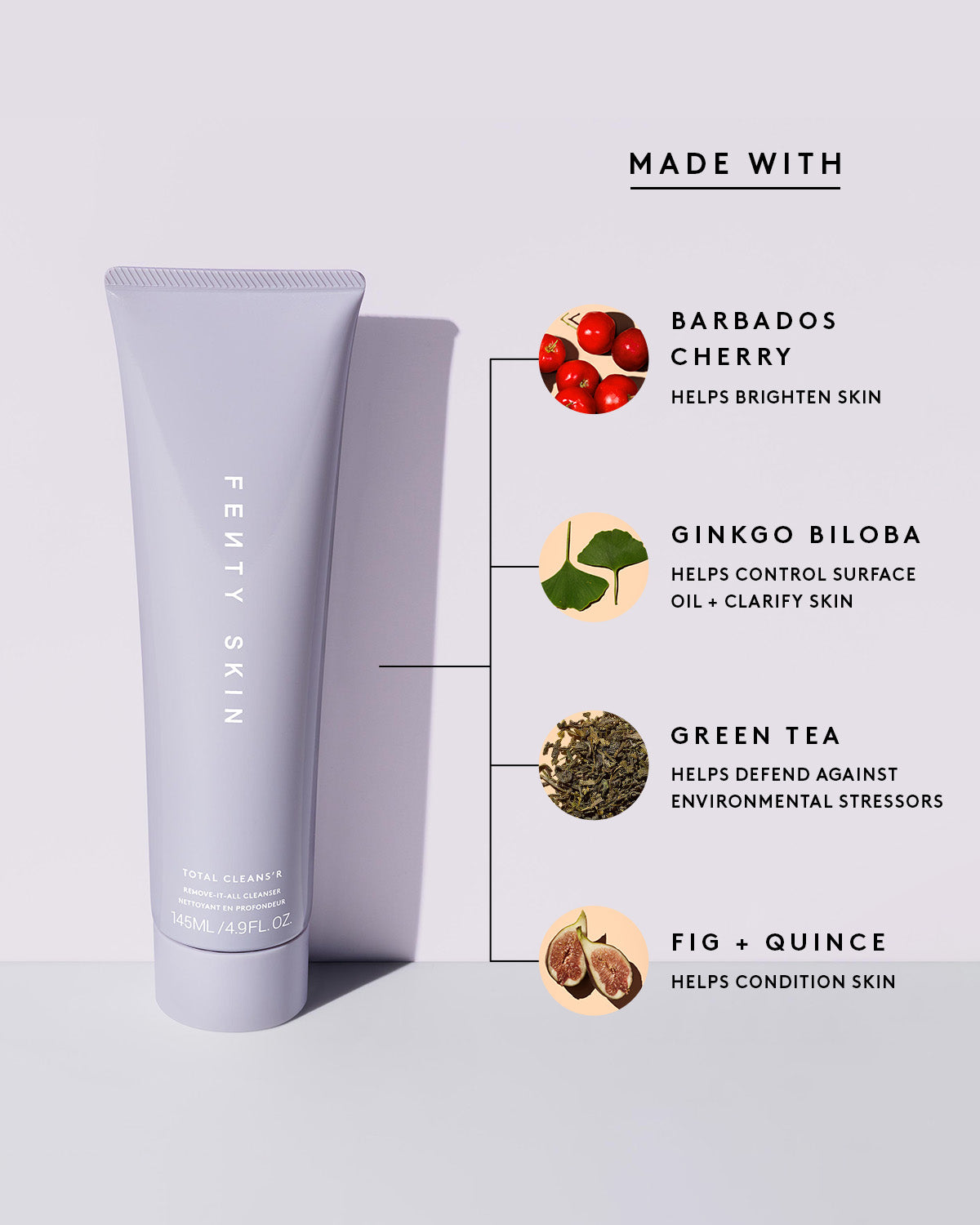 made with barbados cherry, ginkgo biloba, green tea, fig + quince