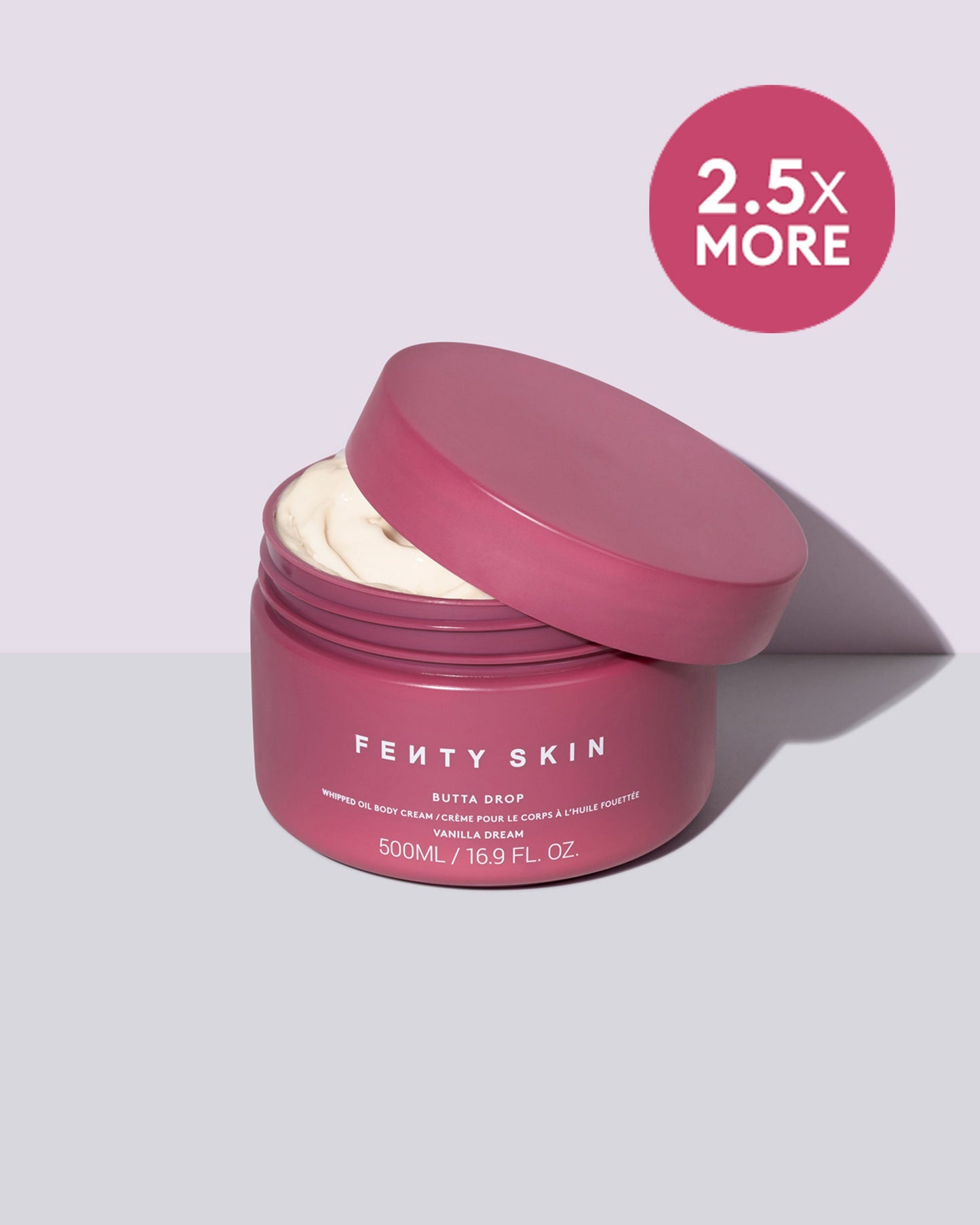 Jumbo Butta Drop Whipped Oil Body Cream with Tropical Oil + Shea Butter open product image with badge calling out that it contains 2.5x amount from the standard.